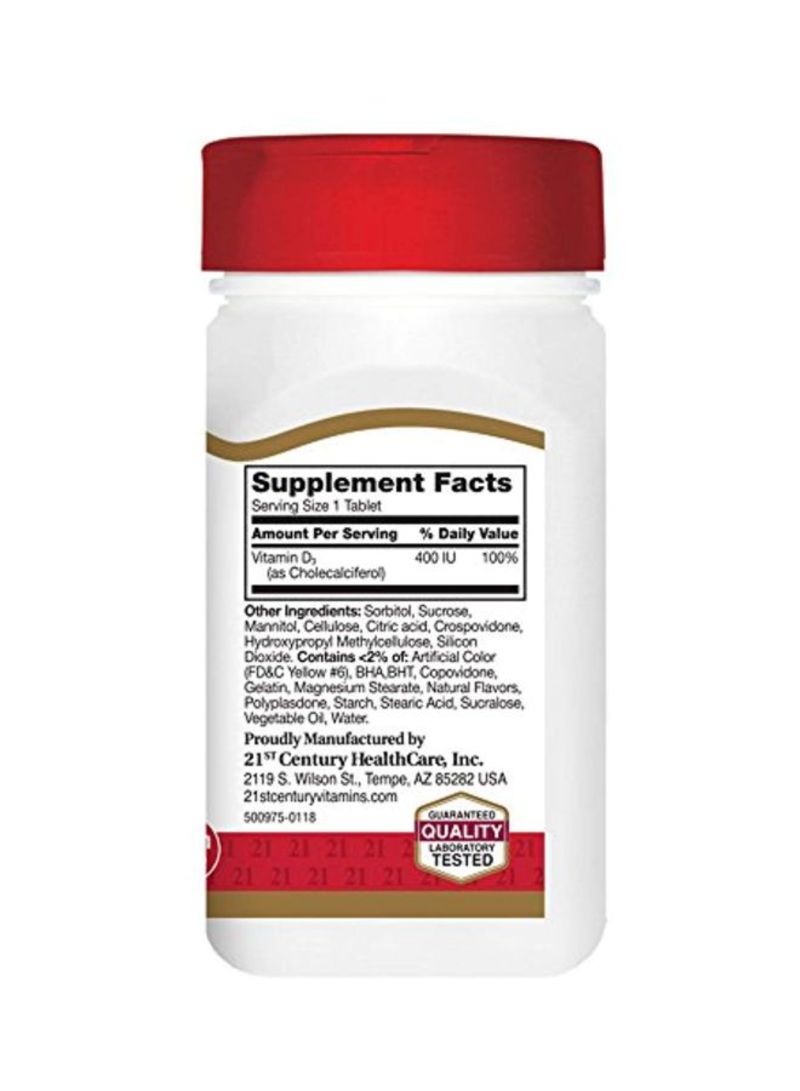 القرن الحادي والعشرون مكمل غذائي قابل للمضغ بفيتامين D3 يحتوي على 400 وحدة دولية - 110 أقراص - Image 4